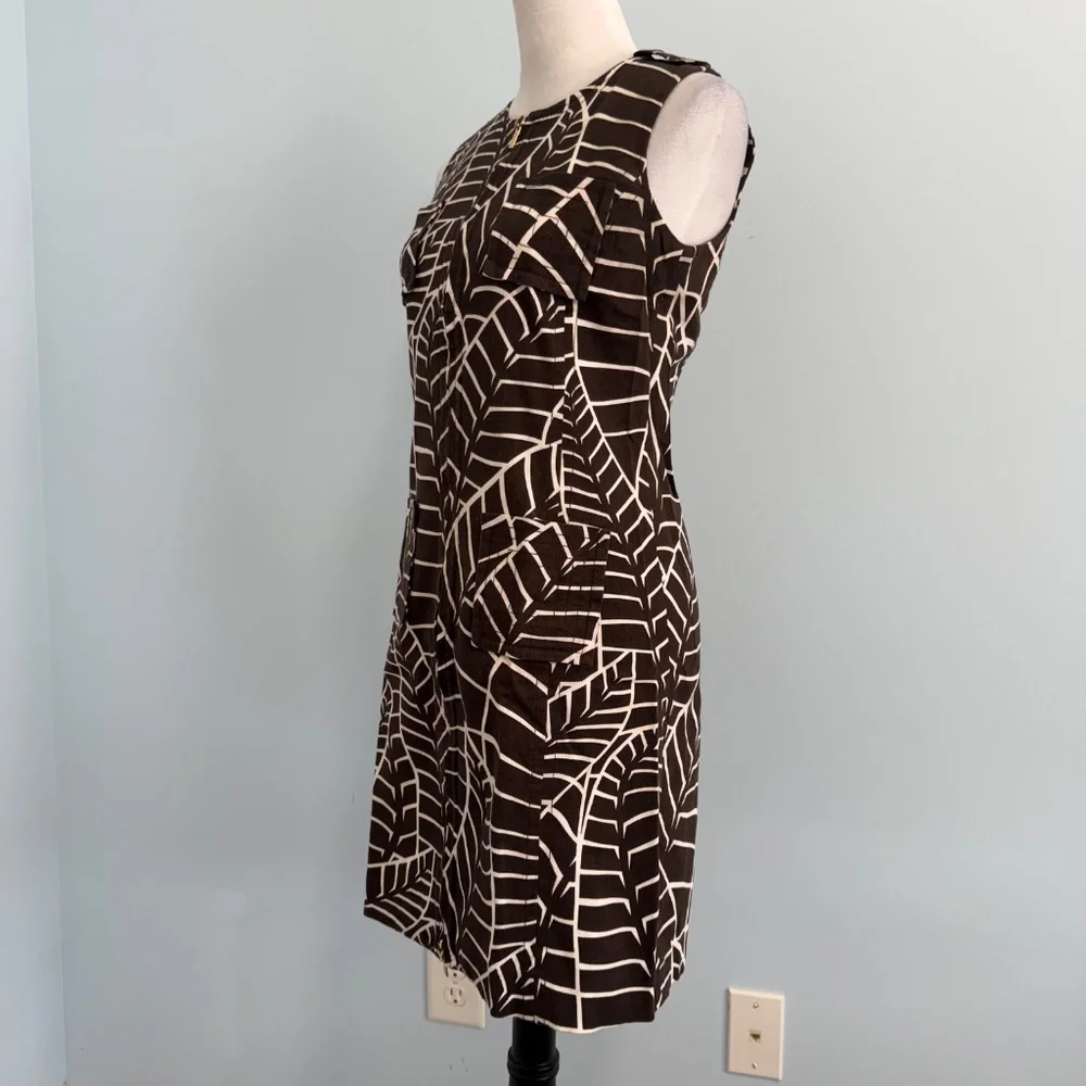 Tory Burch‎ Sleeveless Front Zipper Brown Cotton Dress Size 4